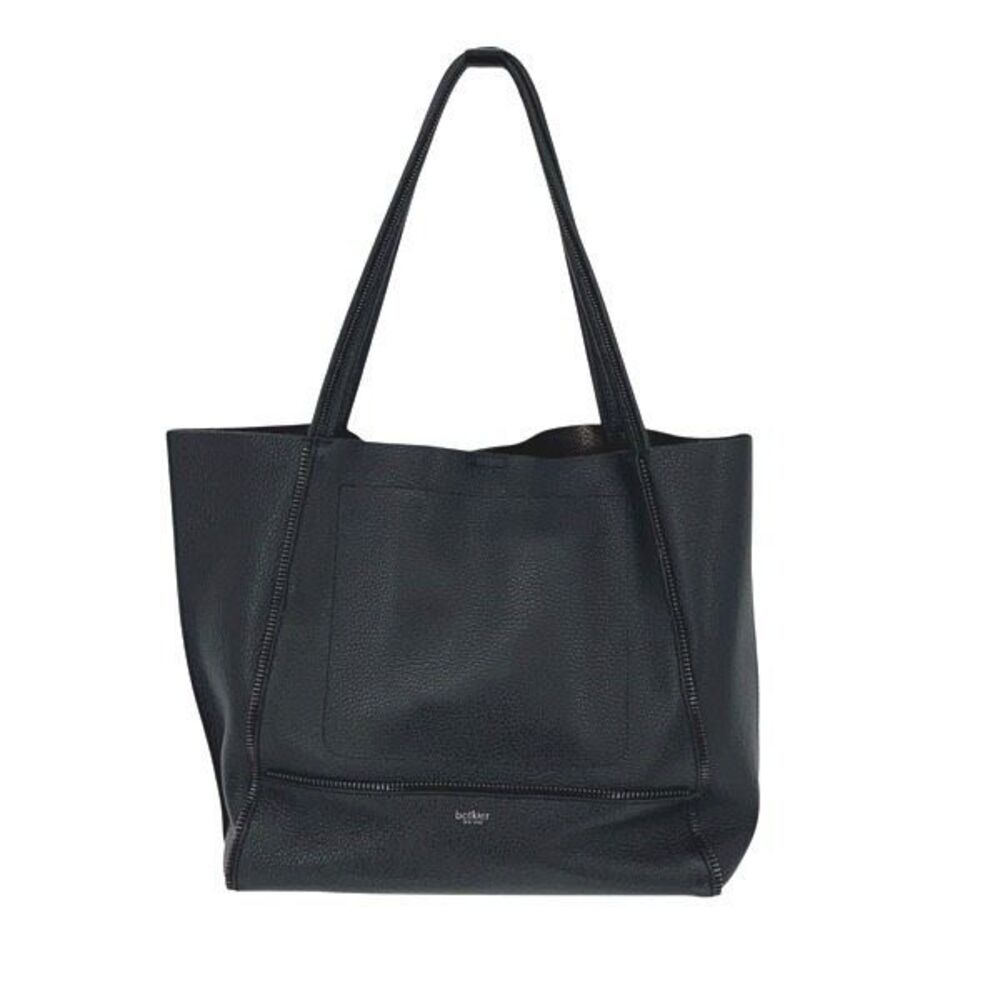 Botkier Womens‎ Heavy Pebbled Leather Zipper Detail Snap Soho Tote Bag Black OS